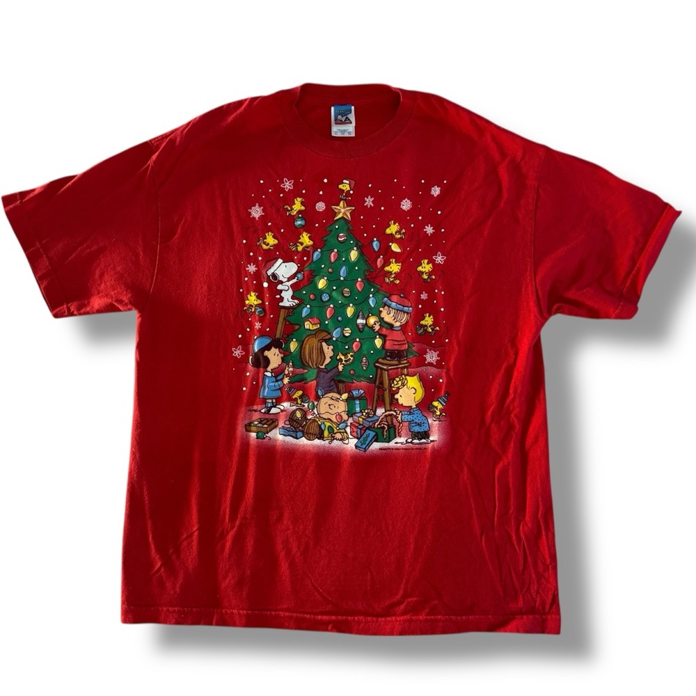 Vintage Peanuts by Schulz Christmas Tee XL Red